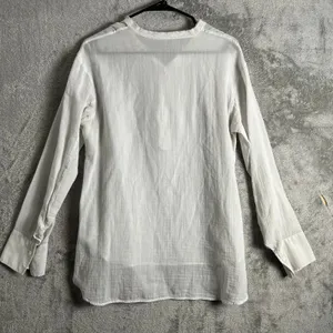 Lareida White Sheer Gauze Cotton Blouse‎ Coastal Minimal Boho Layering 38 US 4 thumbnail 2
