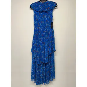 Lulus Blue‎ Floral High Low Maxi Dress Ruffle Medium Wedding Guest Vacation Euro thumbnail 5