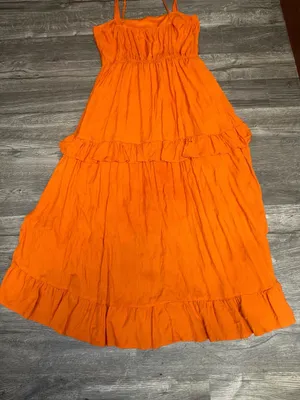 Trixxi Orange Ruffle Tiered Midi Dress Size M Boho Summer Vacation Sundress thumbnail 8
