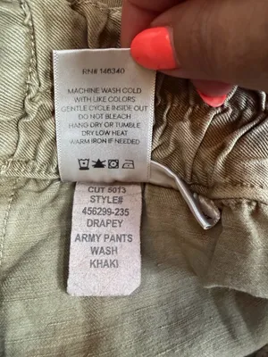 AMO Drapey Army Pant Linen Cotton Khaki Paperbag Waist Utility Pants Sz 26 thumbnail 9