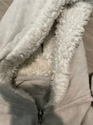 Light Gray Sherpa-Lined Hooded Zip Jacket thumbnail 2