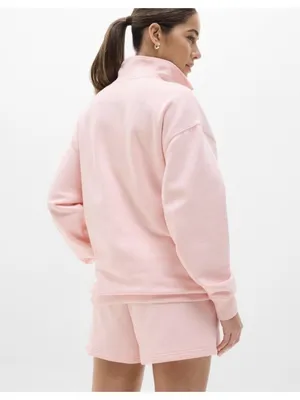 New Athleta M Forever Fleece 1/4 Zip Sweatshirt Pink Sand Medium Regular thumbnail 4