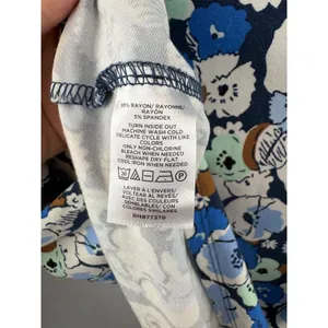 Women’s Ann Taylor Factory Large White, Blue, Brown Floral Blouse thumbnail 5