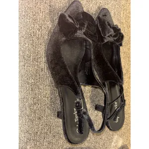 Sophia Taylor Madison Bow Black Velvet Sling Back Kitten Heels Sz 12 thumbnail 10