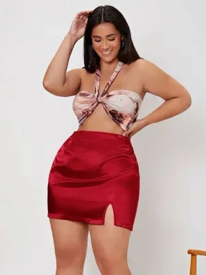 Plus size red stain skirt from Shein thumbnail 2
