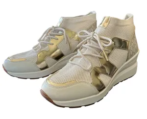 Michael Kors White Markie Wedge Heel Bootie Sneakers Size 9 thumbnail 1
