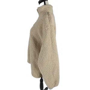 Women's Old Navy Sherpa Fleece Quarter Zip Pullover Cream Size Medium NWT thumbnail 3