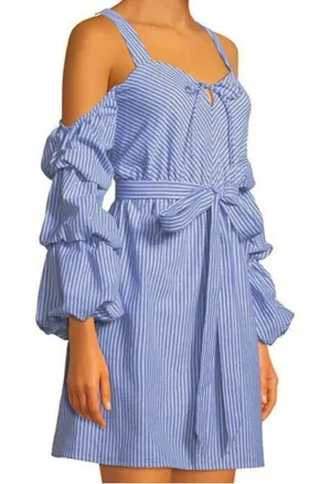 NWT Alexia Admor Sweetheart Drop Sleeve Dress Blue White Stripe Size Small thumbnail 1