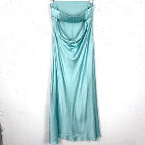 French Connection Oona Satin Strapless Midi Dress Pastel Turquoise Size Medium thumbnail 14
