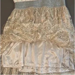 Anthropologie Pins & Needles Party Dress Women Medium Cream Sparkle Lace Boho thumbnail 6
