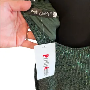 Elegant Green Sequin Mini Dress Size 14 thumbnail 5