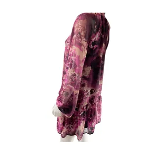 Entro Boutique Shirred‎ High Neck Tiered Mini Dress Size Small Floral thumbnail 3