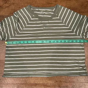 Aerie Olive Cropped Striped Long Sleeve Tee thumbnail 10
