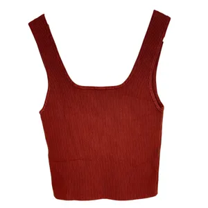 Abercrombie & Fitch Burnt Orange Ribbed Knit Crop Top Tank Top Womens Size M thumbnail 3