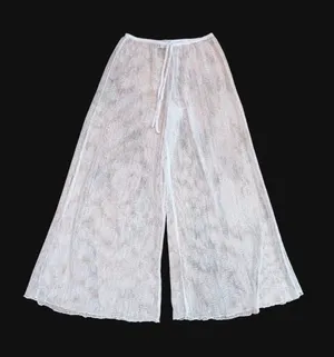 Jordan Taylor White Wide-Leg Mesh Pants Cover Up with Iridescent Sequence Sz S thumbnail 1