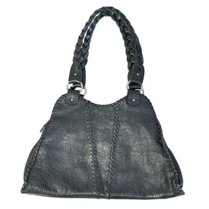 Vintage FENDI Black Pebbled Leather Spy Bag Purse Braided Handles Handbag thumbnail 4