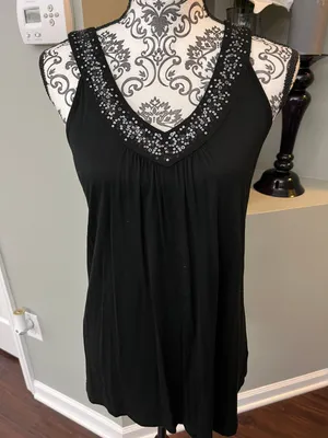 Black Size Small Sleeveless Top With Sequins thumbnail 1