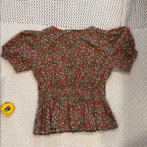 FREE PEOPLE WOMENS M Floral Puff Sleeve Top thumbnail 5