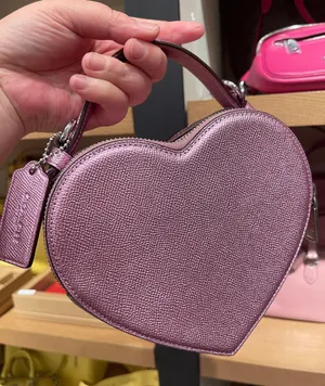 Coach Heart Crossbody Bag in Metalic Crossgrain Leather Lilac CP020 thumbnail 8