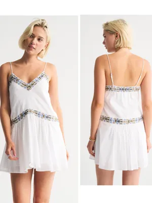 Abercrombie & Fitch V-Neck Flowy Mini Skort Dress Size Small Tall Boho Vacation thumbnail 2