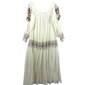 Free People Natural Harvest Moon Maxi Dress Ivory Embroidered Boho L thumbnail 8