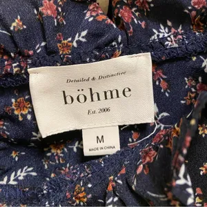 Bohme Modest Long Sleeve Smocked Floral Ruffle Midi Dress Size M thumbnail 5