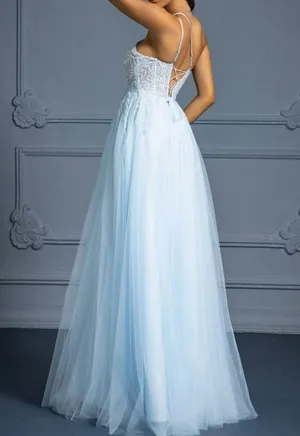 PromGirl Gorgeous Baby Blue Sequin Formal Gown thumbnail 2