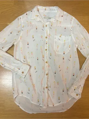 Anthropologie Acote’ Skater Rollerskating Kitschy Beach Novelty Resortwear Cotton Blouse L thumbnail 4
