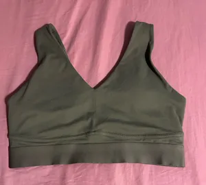 Fabletics Olive Green V-Neck Sports Bra Size XXL thumbnail 1