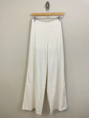 Altar’D State Cream Pinstripe Linen Blend‎ Wide-Leg Pants Size XS thumbnail 2