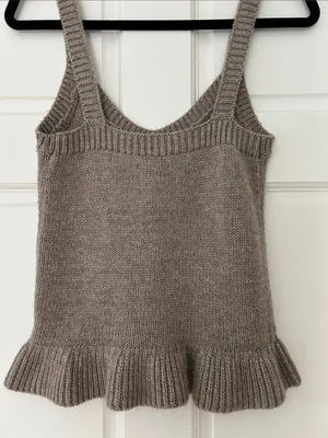 Taupe Ruffle-Hem Knit Tank Top thumbnail 3