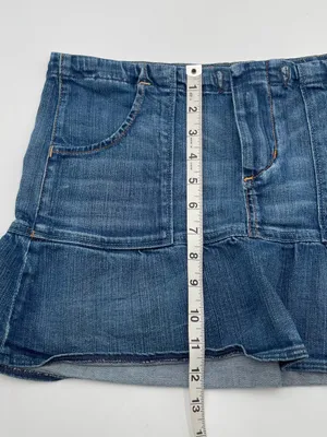 Y2K Citizens Of Humanity Ruffle Hem Mini Denim Jean Skirt Sz 26 USA *READ* thumbnail 8