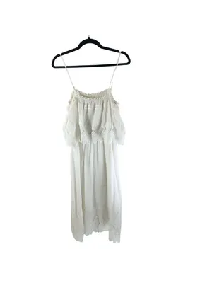 Moon River White Spaghetti Strap Midi Dress With Lace Trim Size M thumbnail 2
