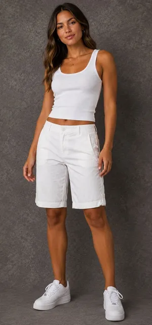 Chico's White Roll-Tab Bermuda Shorts thumbnail 1