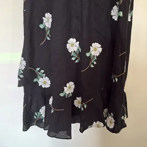 Banana Republic Black Floral Sleeveless Linen Fit Flare‎ Ruffle Hem Dress Size 8 thumbnail 7