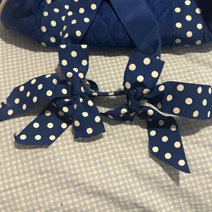 Blue Quilted Duffle Bag with Polka Dot Bows thumbnail 6