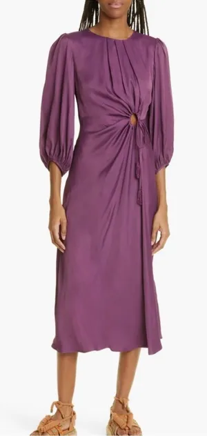 Farm Rio Burgundy Piping‎ Midi Dress Size Small -NWT thumbnail 1