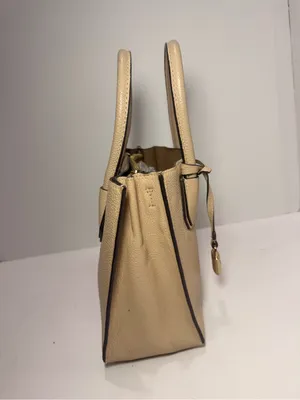 Michael Kors Mercer Small Pebbled Leather Satchel Crossbody Beige Gold thumbnail 11
