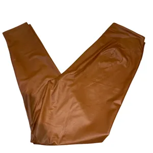 Y2K Chic Boho Western Faux Leather Pants Faux Leather Leggings Cognac LargeBrown thumbnail 4