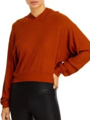 Beyond Yoga Women’s So Chic Cropped Hoodie Pullover Lightweight in Clove Brown M thumbnail 1