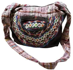 Handmade Metallic Embroidered Festival Bucket Shoulder Bag thumbnail 1