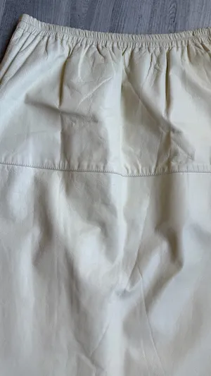Bonnie Boerer Leather Skirt Cream Midi Women's M Genuine Leather Vintage Lined thumbnail 2