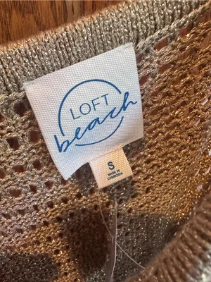 LOFT Beach Swimsuit Coverup Pointelle Sweater Maxi Gold New thumbnail 4