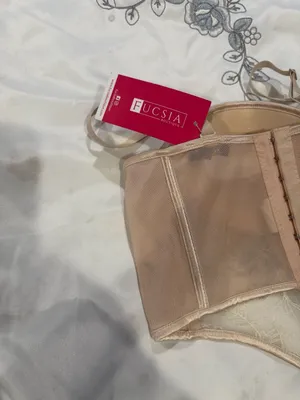Kaylee Kollection Lacing Mesh Corset Bustier Tan Size L thumbnail 7