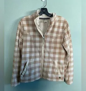 BURTON Women's MOBILIZER Zip-Up Fleece Ant Ivory Gingham Small Snowboard Winter thumbnail 1