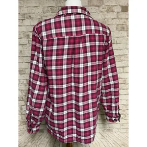 LL Bean Shacket Womens M‎ Plaid Fleece Lined Button Up Flannel Camp Outdoors thumbnail 2