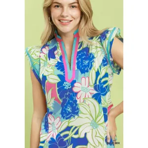 Umgee‎ Bold Floral Flutter Sleeve Top - Large thumbnail 5