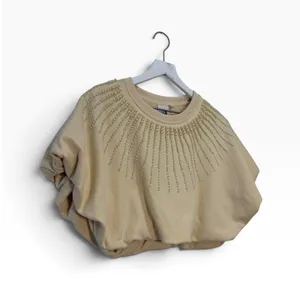 Queen of Sparkles Beige Pearl Burst Bubble Top Size Medium thumbnail 4
