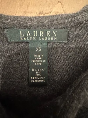 Lauren Ralph Lauren Size XS Ruffle Neckline Gray Sweater Silk & Cashmere thumbnail 2