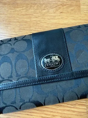 Coach Brown and Black Signature Continental Wallet thumbnail 2
